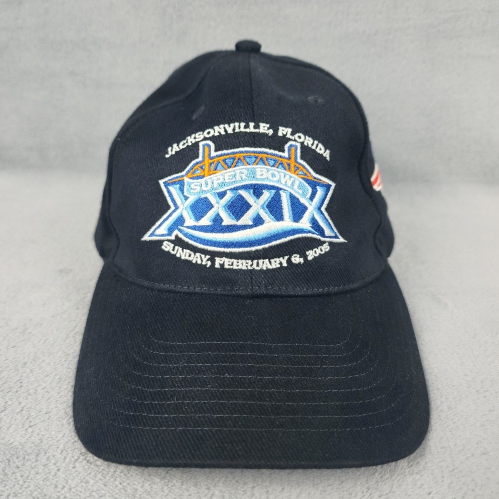 Super Bowl XXXIX Patriots Eagles Hat Black Adjustable Cap NFL 2005 Jacksonville - Picture 3 of 11